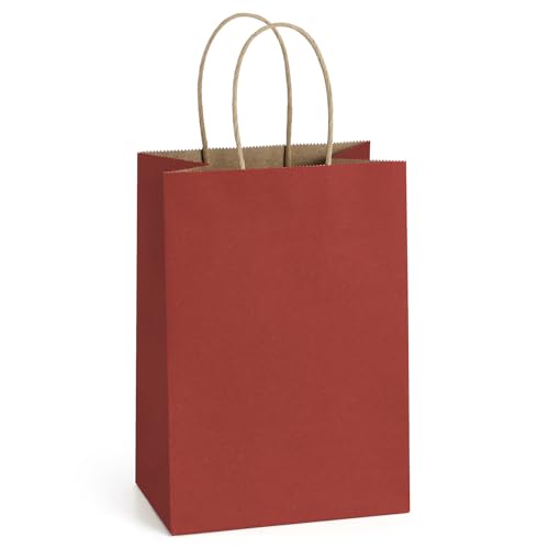 BagDream Small Gift Bags 25Pcs 5.25x3x8 Red Paper Bags with Handles, Kraft Paper Sacks for Small Gifts, Birthday, Wedding Party Favor, Christmas Valentine‘s Day - Image 1