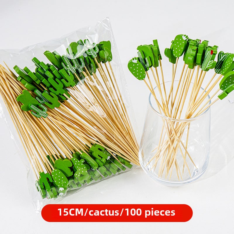 Bamboo Fruit Skewers Artistic Picks Cocktail Sticks Cactus combination 