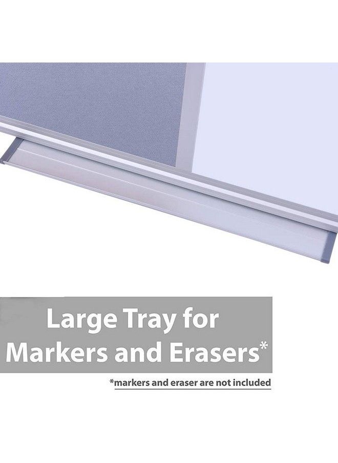 DexBoard Grey Felt Bulletin Dry Erase Combo Board Magnetic Whiteboard Grey Felt Bulletin Combination Board With Pen Tray 36 X 24 Inch  - Image 4