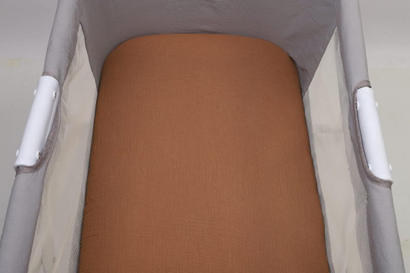 Onacosht Muslin Bassinet Sheets 35" X 20" Compatiable with AMKE 3 in 1 Bassinets, MiClassic, Uiuwoo, Foalom, YADAQE, Milliard and TCBunny Bassinet, 100% Cotton 2 Pack, Natural and Rainbow - Image 5