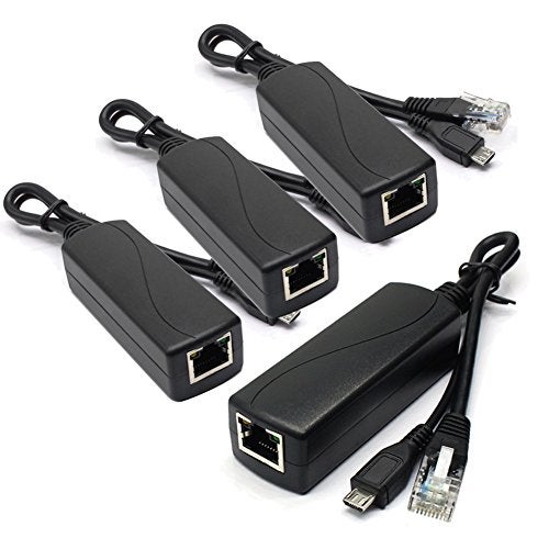 ANVISION 4-Pack Active 5V 2.4A PoE Splitter Adapter IEEE 802.3af Compliant Micro USB 48V to 5V/2.4A, for Tablets, Dropcam or Raspberry Pi, IPC, IP Camera and More - Image 1