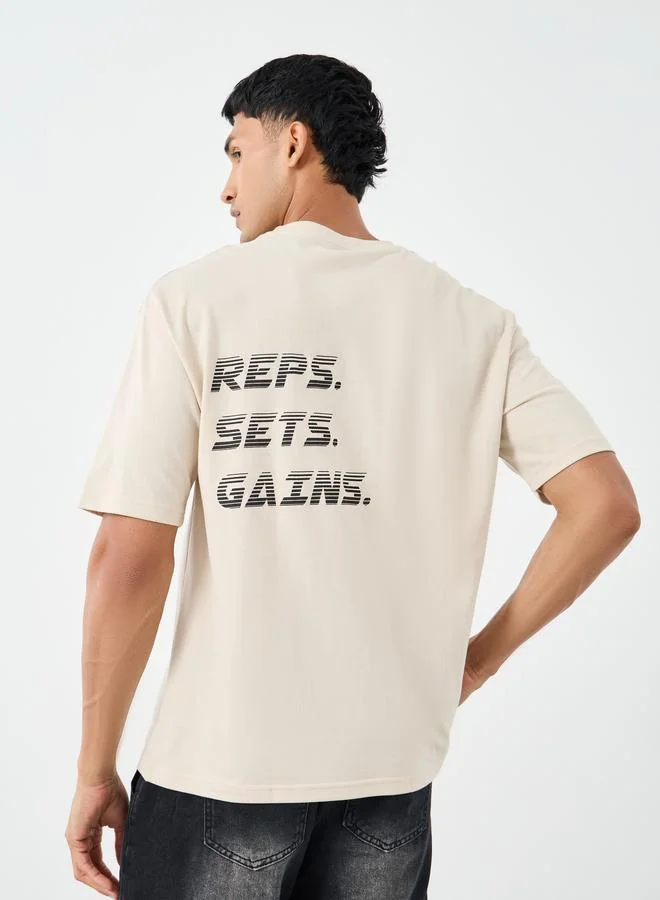 Styli Styli Cotton Rich Back Print Oversized Athleisure T-Shirt