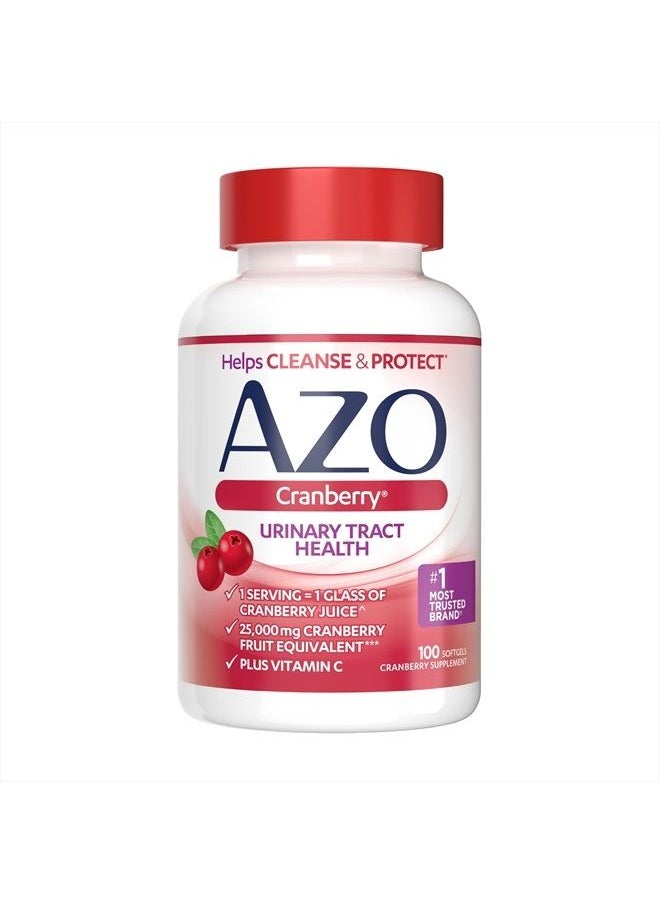 AZO Cranberry Urinary Tract Health Supplement, 1 Serving = 1 Glass of Cranberry Juice, Sugar Free Cranberry Pills, Non-GMO 100 Softgels  - Image 1