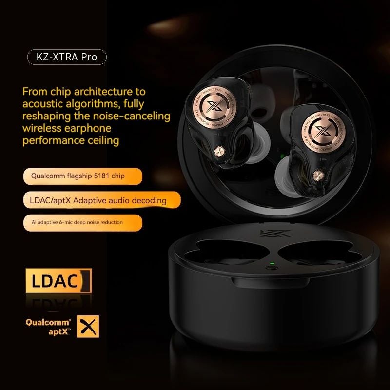 KZ Xtra PRO Wireless Headset with Dual-Core Dsp, Dual-Power Acoustic Array and AI Noise Cancelling for Music and Gaming, Black - Image 3