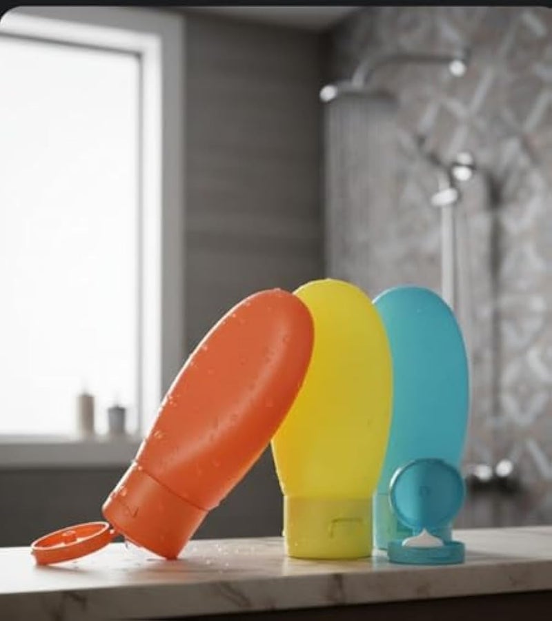 3 Pieces 60ml Empty Plastic Travel Squeeze Bottles Set, Multicolor for Shampoo, Conditioner, Cosmetic - Image 1