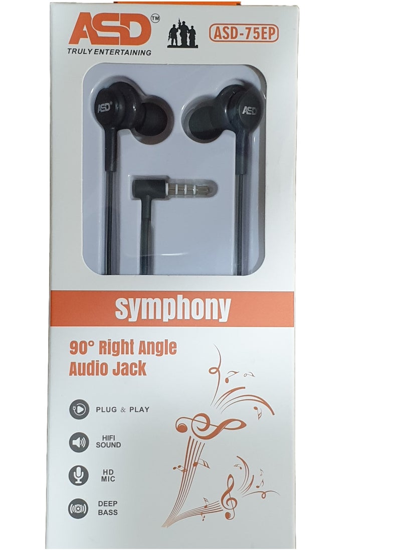 ASD سماعات أذن سلكية كاملة مع ميكروفون عالي الدقة ومقبس صوت بزاوية 90 درجة من ASD Symphony ASD-75EP  - Image 2