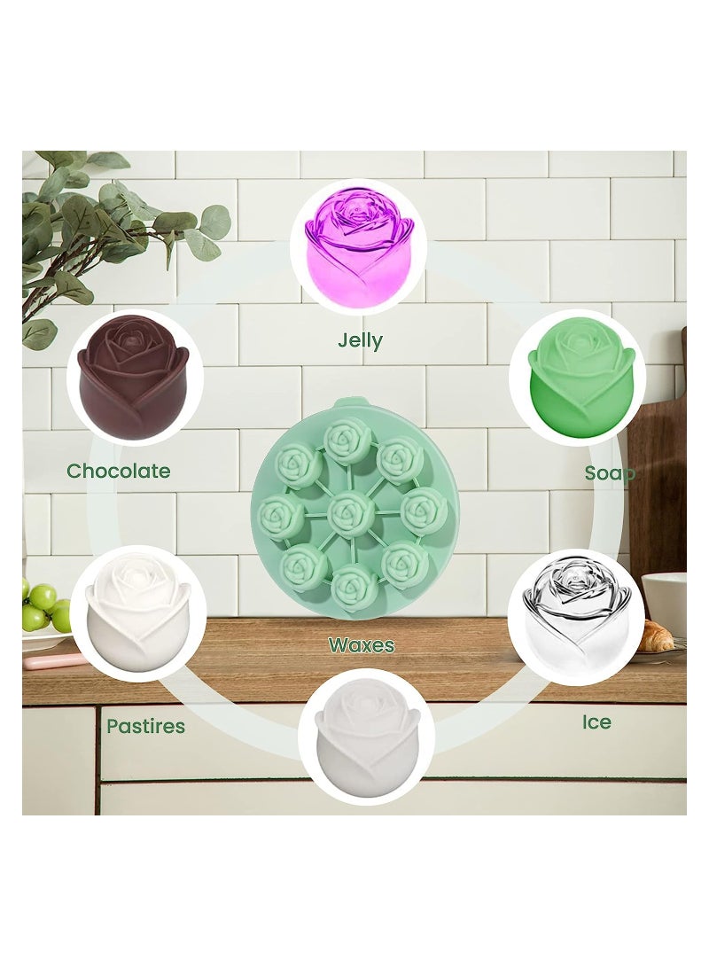 SYOSI 2 Pcs Rose Flower Silicone Molds Rose Ice Cube Mold 9 Cavity Tray Mould for Make Candy Chocolate Cake Soap Rose Shape Mold Dishwasher Safe for Juice Freezer - Image 4