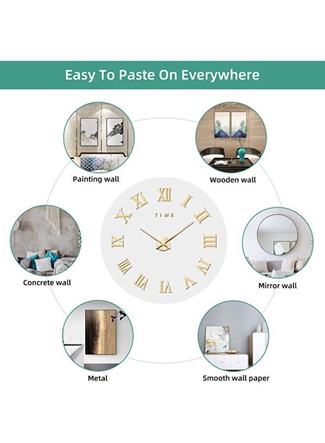 إسكدنيا ساعة حائط أكريليك DIY بتصميم عصري ساعة حائط بدون إطار ديكور فني للمنزل كوارتز - ذهبي - Image 3