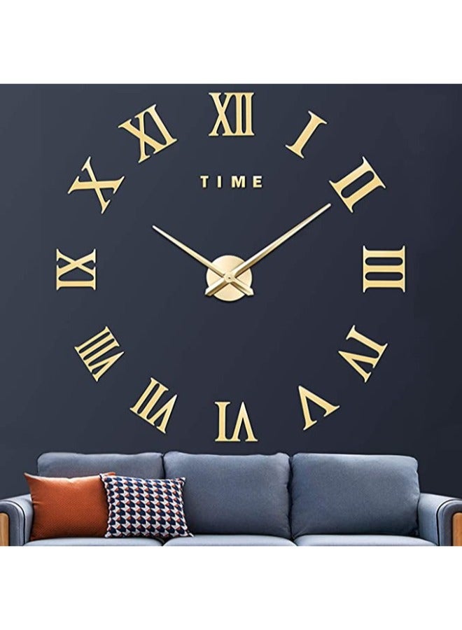 إسكدنيا ساعة حائط أكريليك DIY بتصميم عصري ساعة حائط بدون إطار ديكور فني للمنزل كوارتز - ذهبي - Image 1