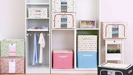 SoleShade SoleShade Foldable Steel Frame Clothes Zip Organizer Fabric Storage Box 66L MultiColor  - Image 2