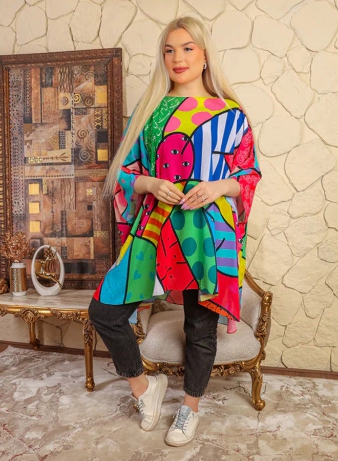 Zmurud "Chiffon Poncho - Printed "  - Image 4