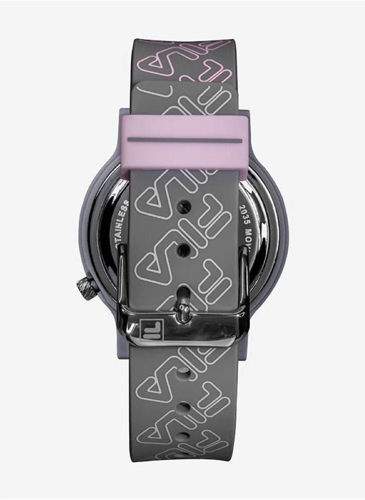 FILA Fila Style Unisex Analog ABS Case, Grey Silicone Strap, 38-320-204, size 41mm