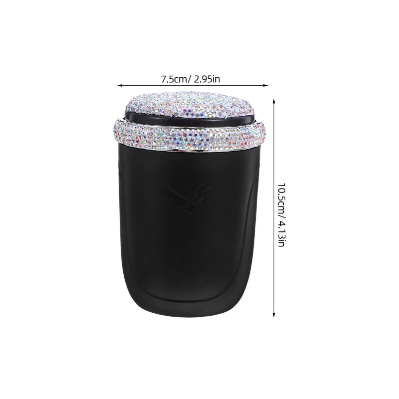 Smokeless Windproof Car Ashtray With LED Light And Lid Metal Auto Ash Container - Image 3