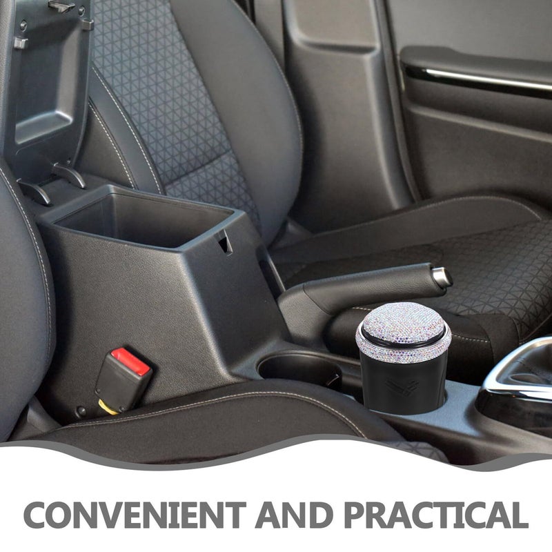 Smokeless Windproof Car Ashtray With LED Light And Lid Metal Auto Ash Container - Image 4