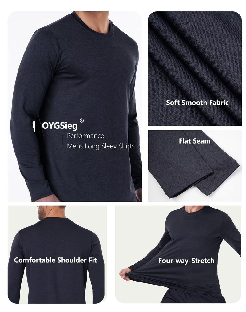 OYGSieg 6 Pack Men's Quick Dry Long Sleeve Shirts UPF 50+ UV Sun Protection SPF Moisture Wicking T-Shirt for Casual Workout BL - Image 4
