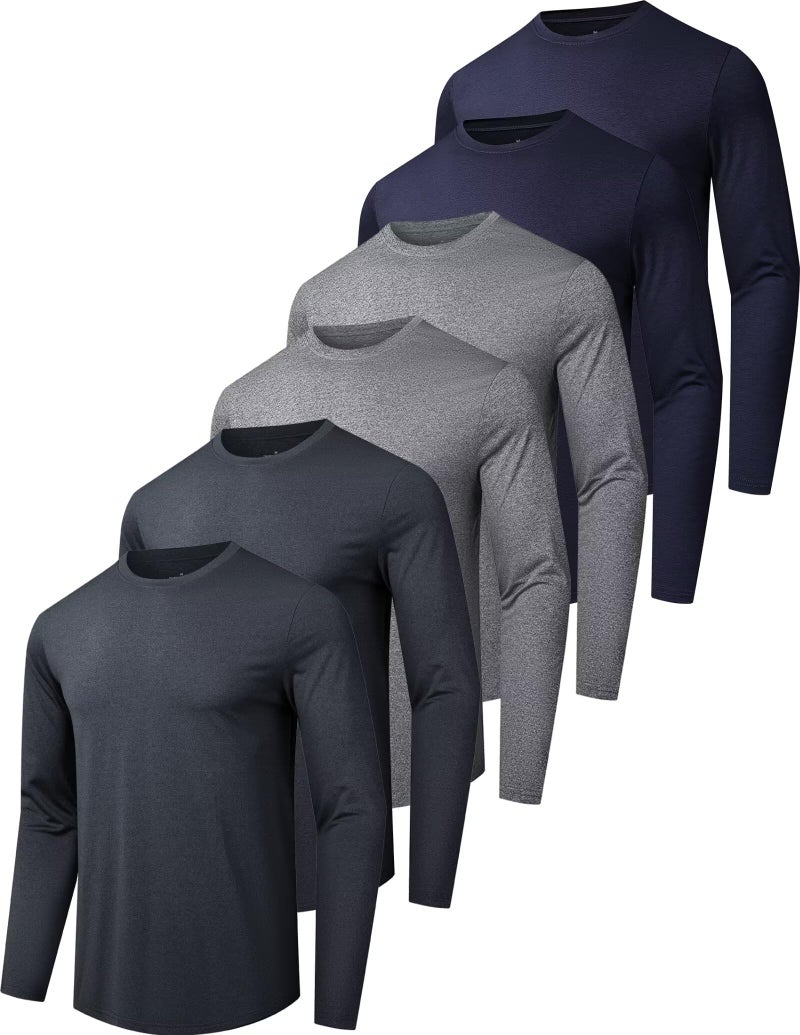 OYGSieg 6 Pack Men's Quick Dry Long Sleeve Shirts UPF 50+ UV Sun Protection SPF Moisture Wicking T-Shirt for Casual Workout BL - Image 1