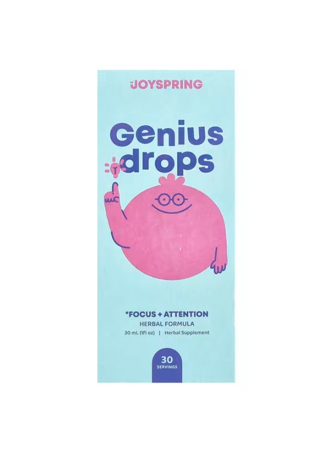 JoySpring, Genius Drops, Focus + Attention, 1 fl oz (30 ml) - Image 1