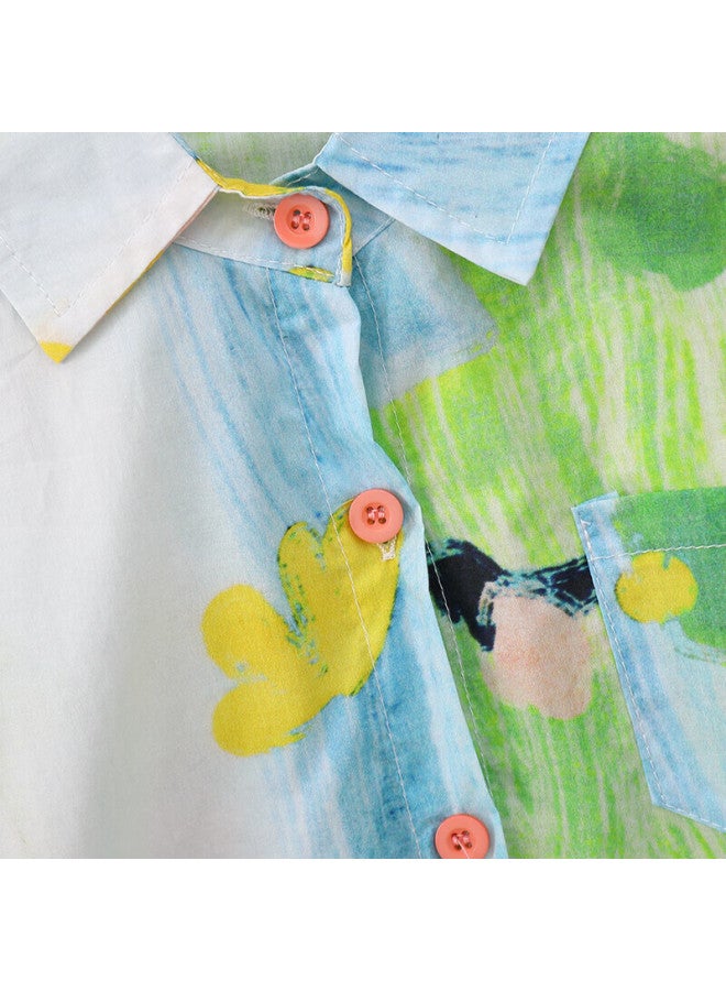 Luobobeibei Boys' Short Sleeve Shirt Printed Shirt Beach Vacation Beachwear Dress School Uniform 24311 Green 110 - Image 4