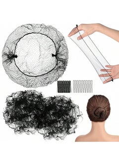 Unik Set of 60 Piece Invisible Elastic Hair Nets And Clips For Making Ballerina Hair Buns  - Image 1