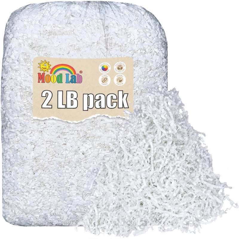 Mood Lab Crinkle Cut Paper Shred Filler 2 LB White Shredded Cut Paper for Basket Filling Gift Box Kraft Wrapping Paper - Image 3
