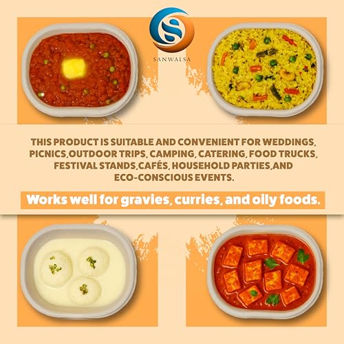 SANWALSA [250 ml, 25 Count, Rectangle, Beige Disposable Bagasse Bowls | Eco-Friendly Sugarcane Paper Bowl for Wedding, Party, Cafes | Ideal for Soups, Dal, Ice-Cream & Desserts - Image 3
