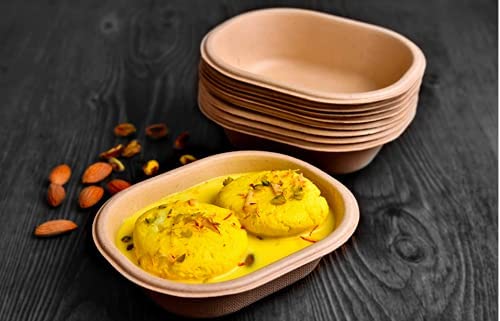 SANWALSA [250 ml, 25 Count, Rectangle, Beige Disposable Bagasse Bowls | Eco-Friendly Sugarcane Paper Bowl for Wedding, Party, Cafes | Ideal for Soups, Dal, Ice-Cream & Desserts - Image 5