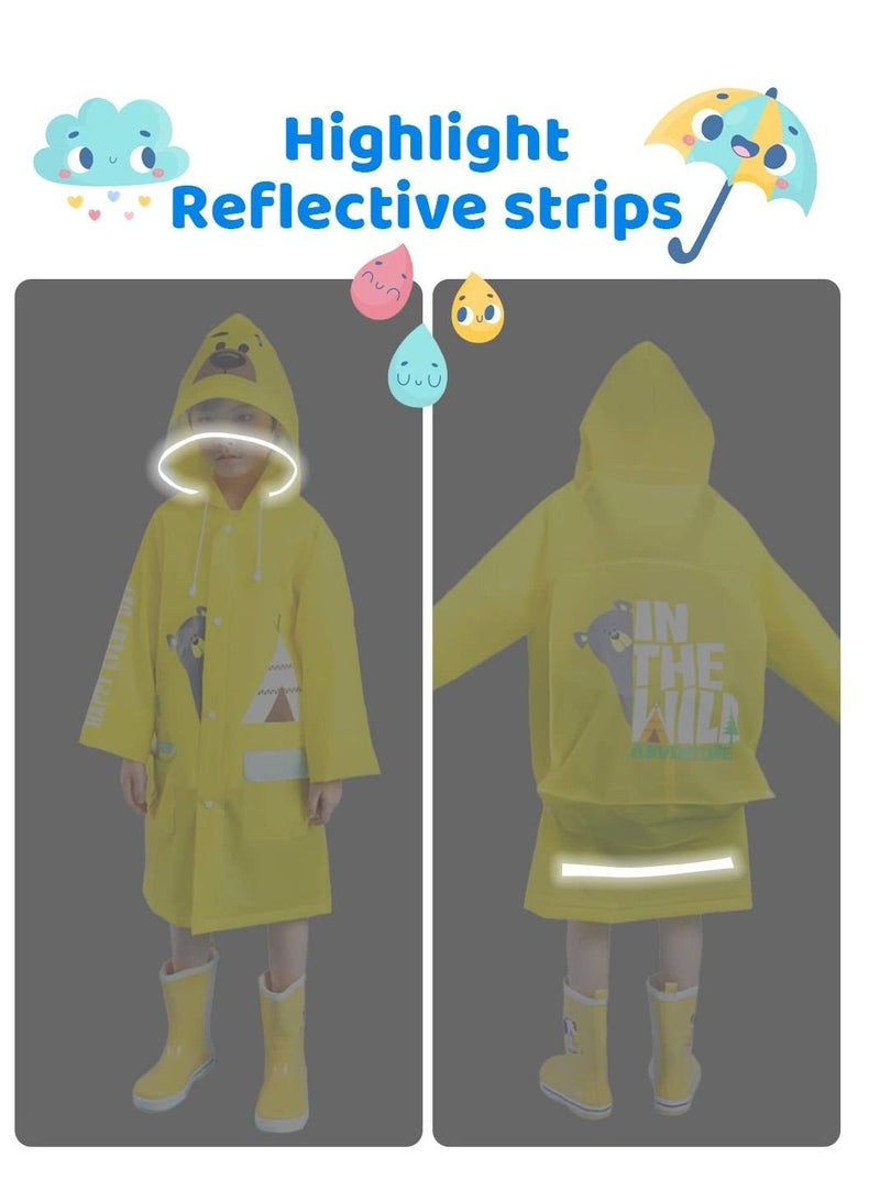 KASTWAVE Kids Rain Poncho, KASTWAVE Children's raincoats, Raincoat Girls Boys Reusable Rain Poncho Jacket - Image 2