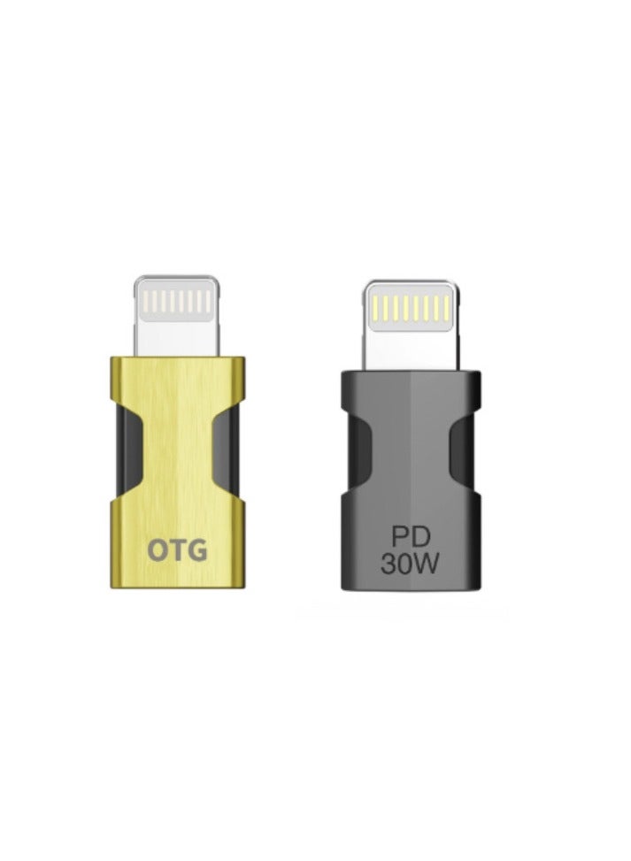 2 pices Type C to USB Adapter, USB Type C Female to Lightning Male Adapter - Image 1