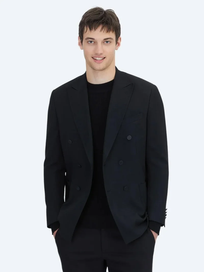 كيب جاكيت أسود مخطط مريح