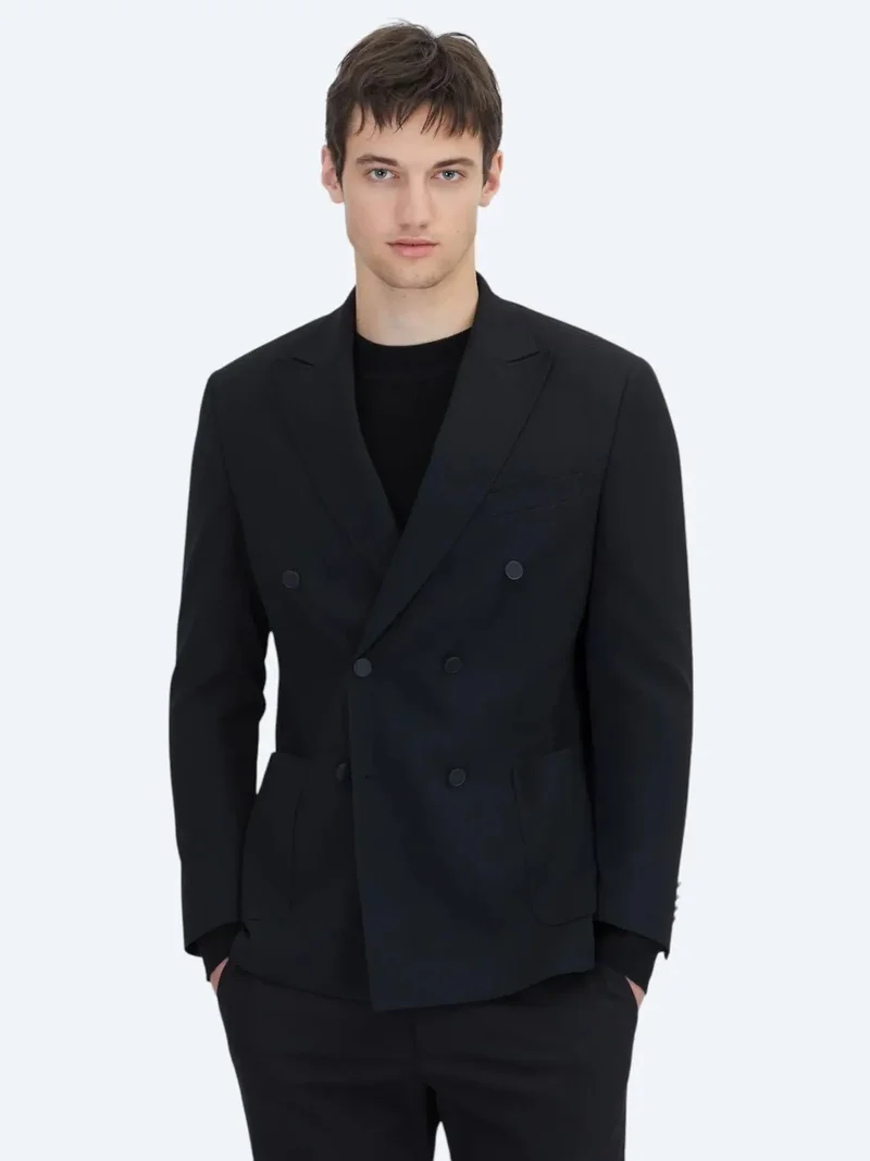 كيب جاكيت أسود مخطط مريح