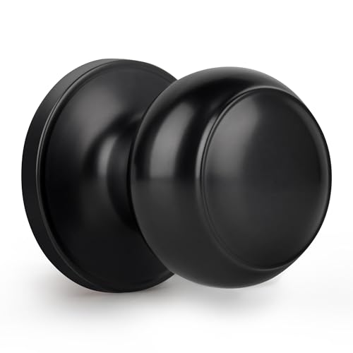 Gaurqiah Non-Locking Passage Door Knob, Flat Ball Interior Door Knob Without Keys, Round Doorknob for Hallway/Closets, Matte Black - Image 1