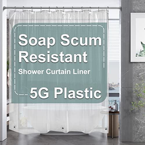 AmazerBath Clear Shower Curtain 72x72 Plastic Shower Curtain PEVA Waterproof Shower Curtain Medium Weight Shower Curtains for Bathroom with 3 Weighted Magnets and 12 Rustproof Grommet Holes