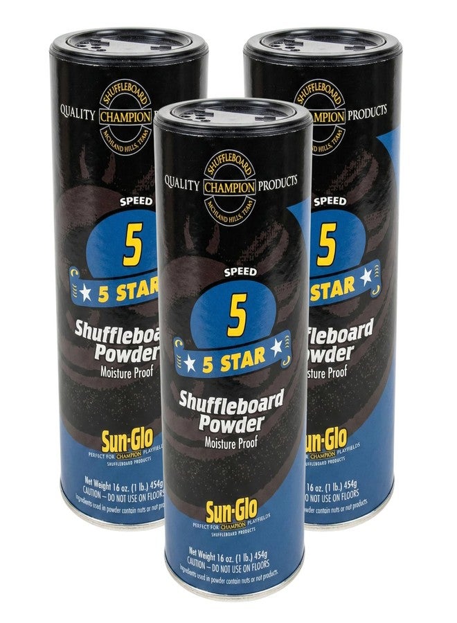 Sun-Glo Speed #5 (Five Star) Shuffleboard Powder Wax – Medium-Slow Speed for 12-16 Foot Tables – 16 oz Shaker Can (Pack of 3) - Image 1