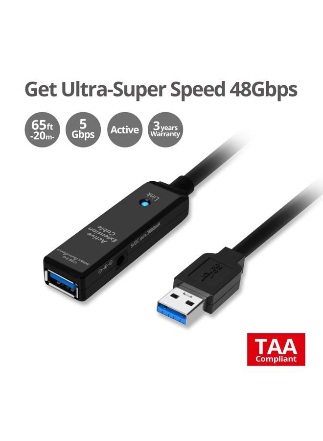 Siig Usb 3.0 Active Repeater Cable 20-Meters (Ju-Cb0811-S1) Black - Image 2