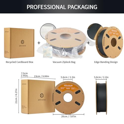ERYONE High Speed Matte PLA Filament 1.75mm +/- 0.03mm, 30-500mm/s Rapid 3D Printing PLA Filament, Hyper Speed Matte PLA Filament Fit Most FDM Printer, 1kg (2.2LBS) / Spool, Black - Image 3