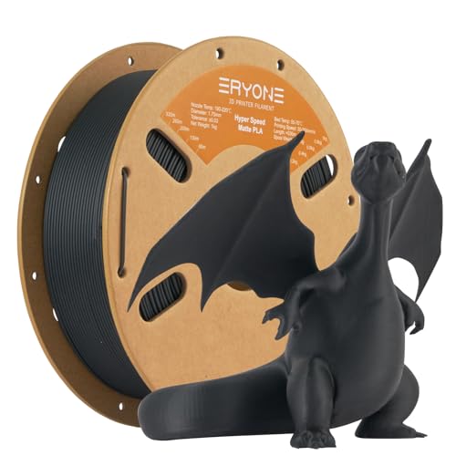 ERYONE High Speed Matte PLA Filament 1.75mm +/- 0.03mm, 30-500mm/s Rapid 3D Printing PLA Filament, Hyper Speed Matte PLA Filament Fit Most FDM Printer, 1kg (2.2LBS) / Spool, Black - Image 1