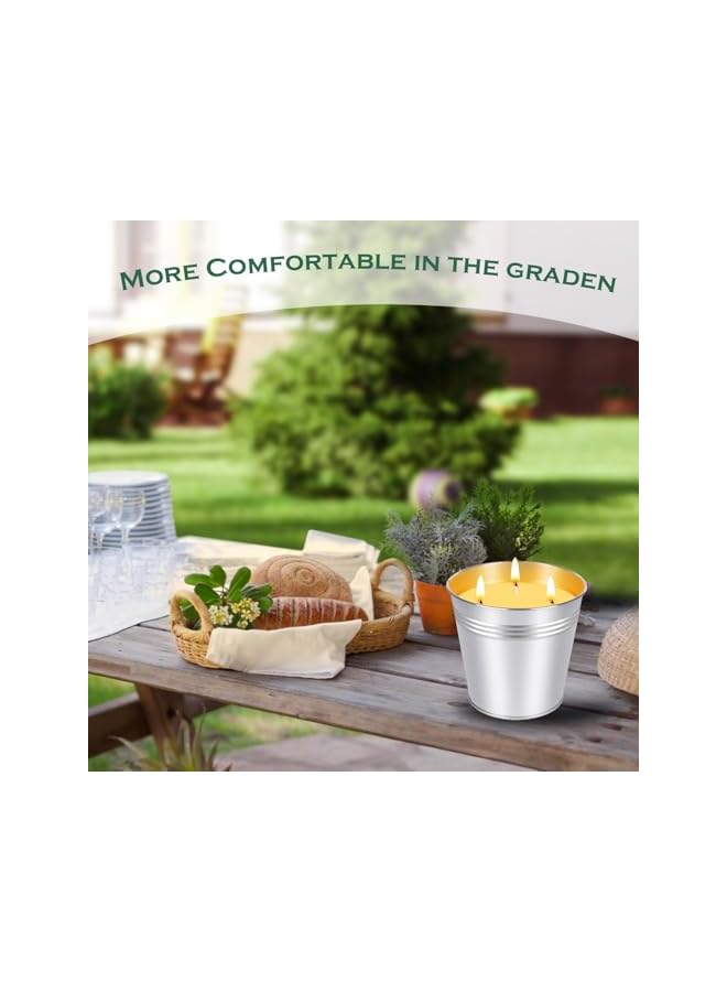 Green Tiger Large Citronella Candles Outdoor Indoor, 2 x 20oz Natural Soy Wax 3-Wick Garden Candles, Lemongrass Scent, 200 Hours Burn Time, for Diwali, Ramadan, Patio Yard Balcony Porch Camping BBQ - Image 3