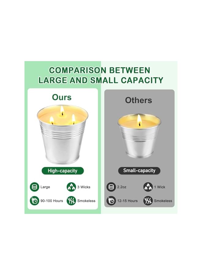 Green Tiger Large Citronella Candles Outdoor Indoor, 2 x 20oz Natural Soy Wax 3-Wick Garden Candles, Lemongrass Scent, 200 Hours Burn Time, for Diwali, Ramadan, Patio Yard Balcony Porch Camping BBQ - Image 4