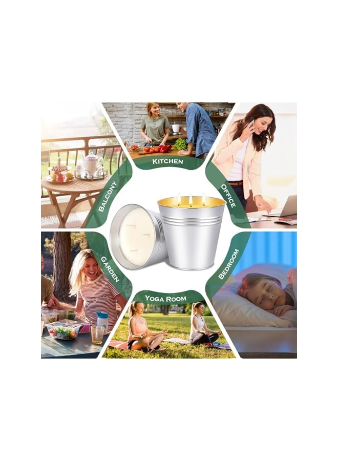 Green Tiger Large Citronella Candles Outdoor Indoor, 2 x 20oz Natural Soy Wax 3-Wick Garden Candles, Lemongrass Scent, 200 Hours Burn Time, for Diwali, Ramadan, Patio Yard Balcony Porch Camping BBQ - Image 5