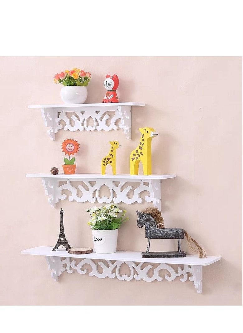 Generic FFD Floating Shelves Wood Wall Storage Shelves Shower Caddy Rack Shower Kitchen Bedroom Toilet Wooden Wall Shelf Wooden Floating Shelves Storage Shelf Wall Mounted Book Shelf Bookcase  - Image 1