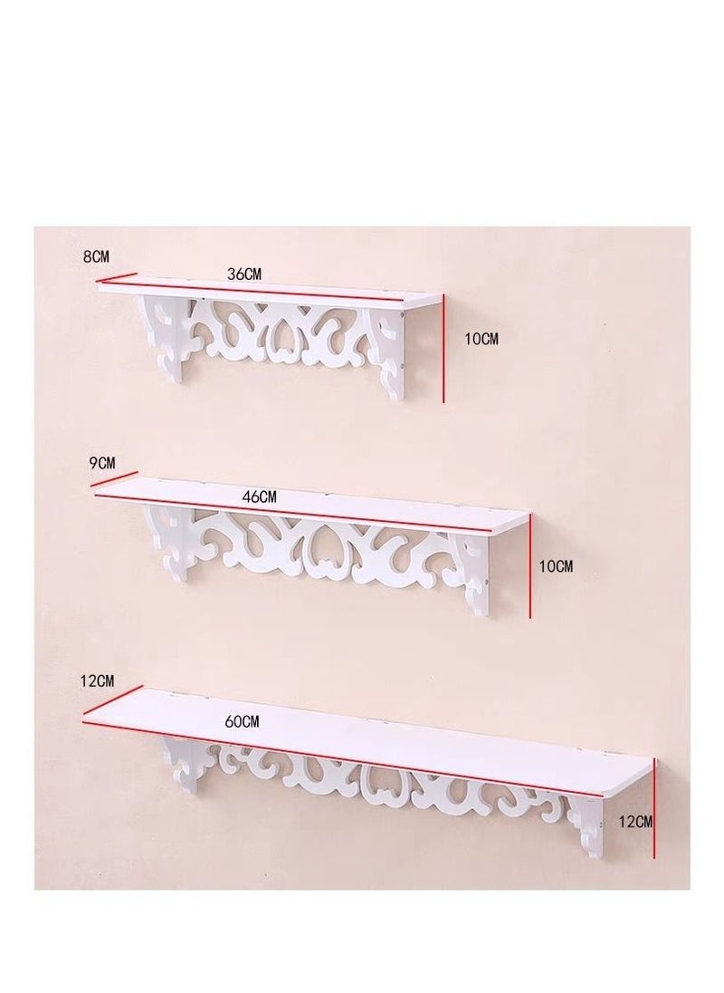 Generic FFD Floating Shelves Wood Wall Storage Shelves Shower Caddy Rack Shower Kitchen Bedroom Toilet Wooden Wall Shelf Wooden Floating Shelves Storage Shelf Wall Mounted Book Shelf Bookcase  - Image 2