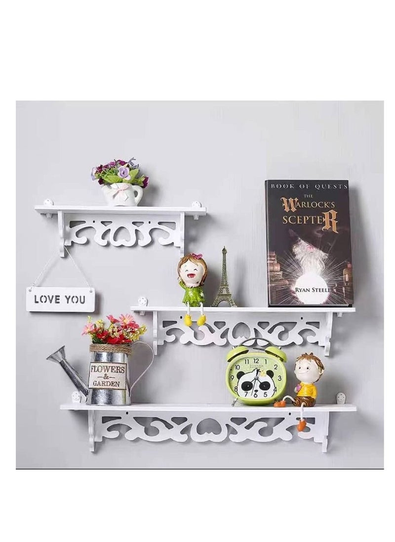 Generic FFD Floating Shelves Wood Wall Storage Shelves Shower Caddy Rack Shower Kitchen Bedroom Toilet Wooden Wall Shelf Wooden Floating Shelves Storage Shelf Wall Mounted Book Shelf Bookcase  - Image 3