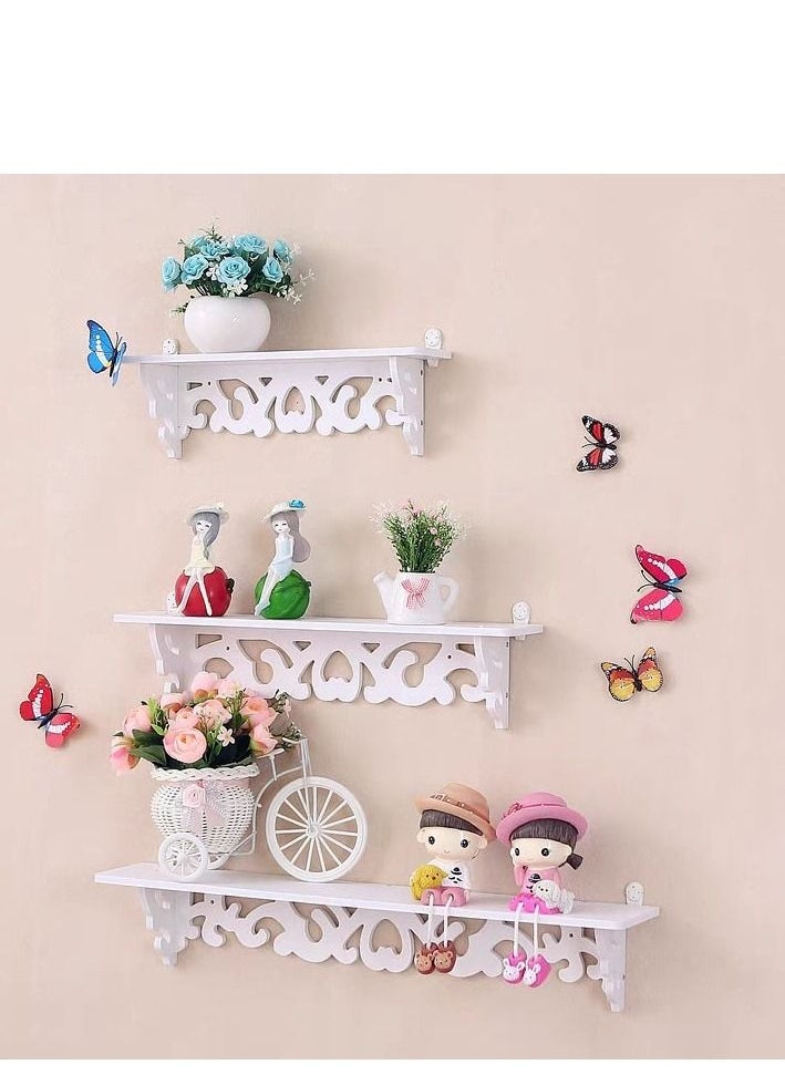 Generic FFD Floating Shelves Wood Wall Storage Shelves Shower Caddy Rack Shower Kitchen Bedroom Toilet Wooden Wall Shelf Wooden Floating Shelves Storage Shelf Wall Mounted Book Shelf Bookcase  - Image 5