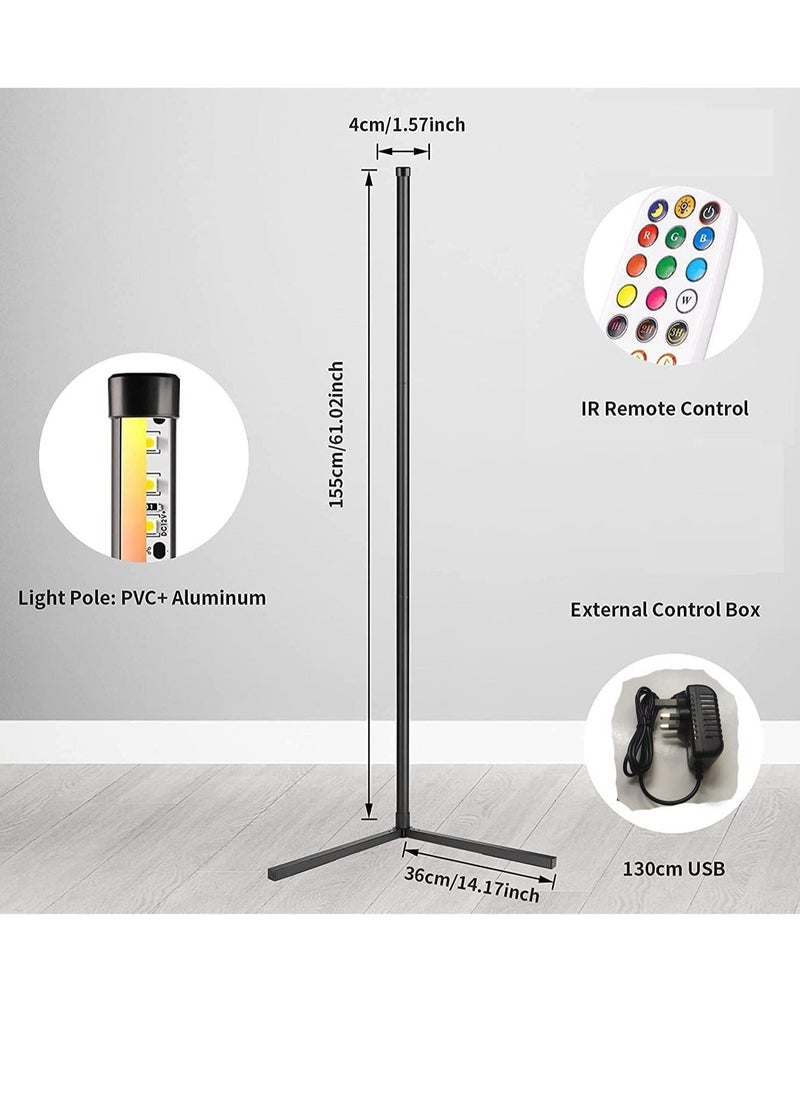 ELTRAZONE Corner Floor Lamp - Modern RGB Corner Lamp - 356 Mood Lighting Modes - Dimmable 20W LED Corner Lamp - 55" Tall Minimalist Floor Lamp - Metal Color Changing LED Corner Light - Image 2