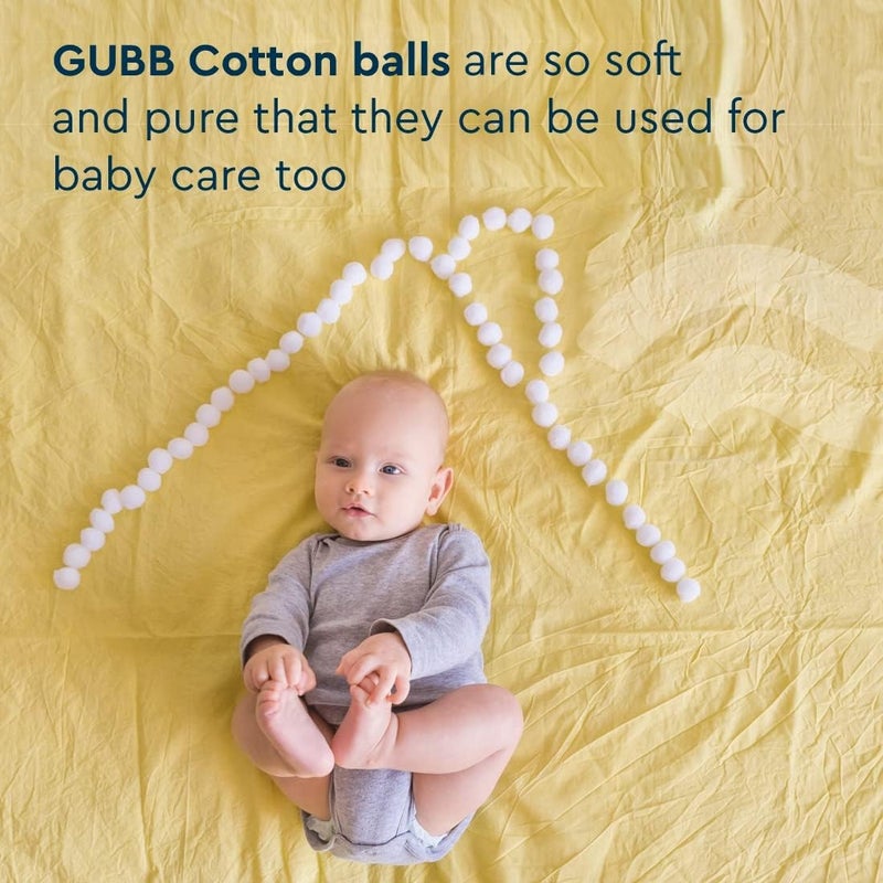 GUBB Hypoallergenic 100 Cotton Balls For Face Cleansing Makeup Removal Deeply Cleanses Removes Dirt Gently Safe for Sensitive Skin White 100 PCs Pack Of 2 - Image 5