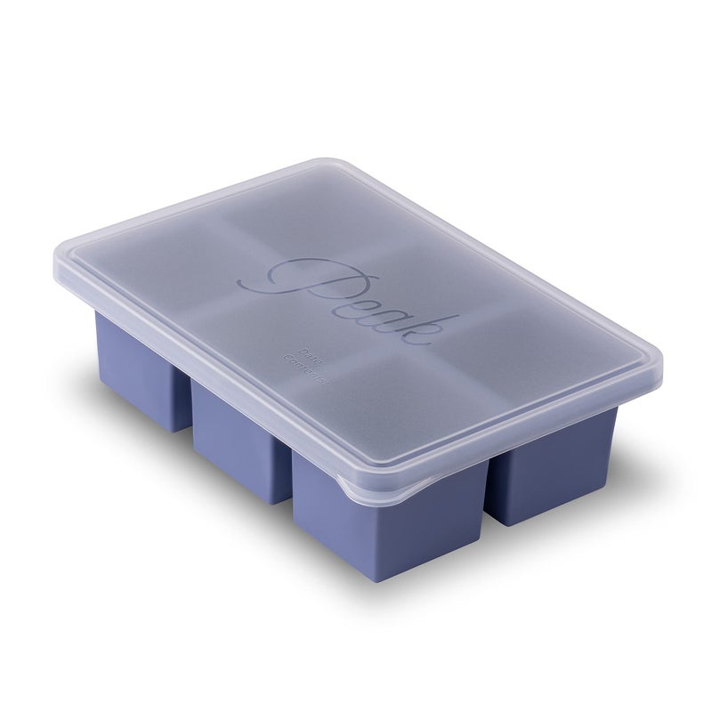 WP W&P Cup Cubes Silicone Freezer Tray with Lid, Blue, Makes 6 Perfect 1-Cup Portions, Freeze & Store Soup, Broth, Sauce, Leftovers, Dishwasher Safe - Image 1