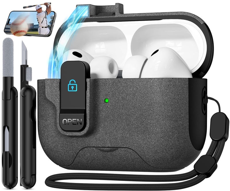 MCTOPZO Compatible with AirPods Pro 3 2025 Case with Phone Stand & Cleaning Kit,Magnetic Automatic Lock Design Cover for Air pods Pro 3rd- (Sand Stone) - Image 1