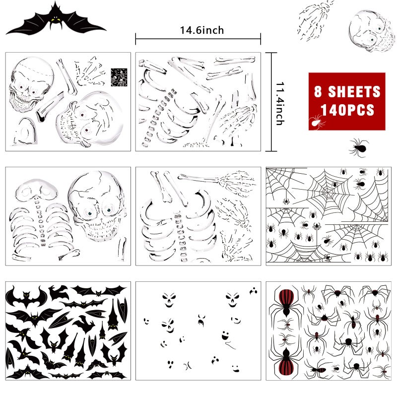 KUCHEY 140Pcs Halloween Window Clings Decor For Halloween Decorations  Double Side Halloween Window Stickers Removable Glass Decals For Halloween Party Decorations Indoor - Image 2