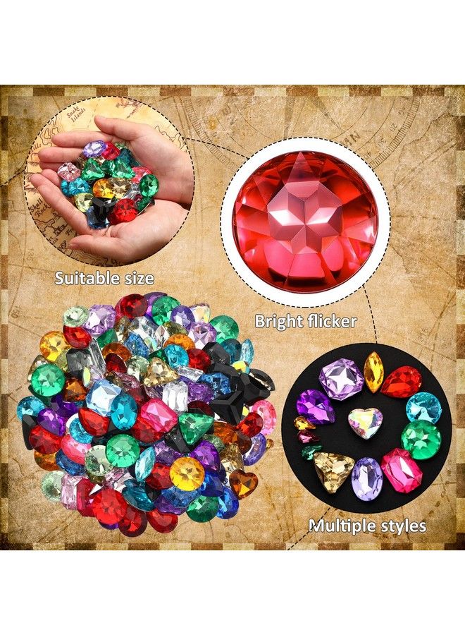Yaomiao 150 Pieces Pirate Treasure Multicolor Acrylic Diamond Fake Jewels For Kids Bling Fake Diamonds Gems Pirate Jewels Gemstone For Halloween Pirate Party Table Decorations Hunt Party Favors Pretend Play - Image 5