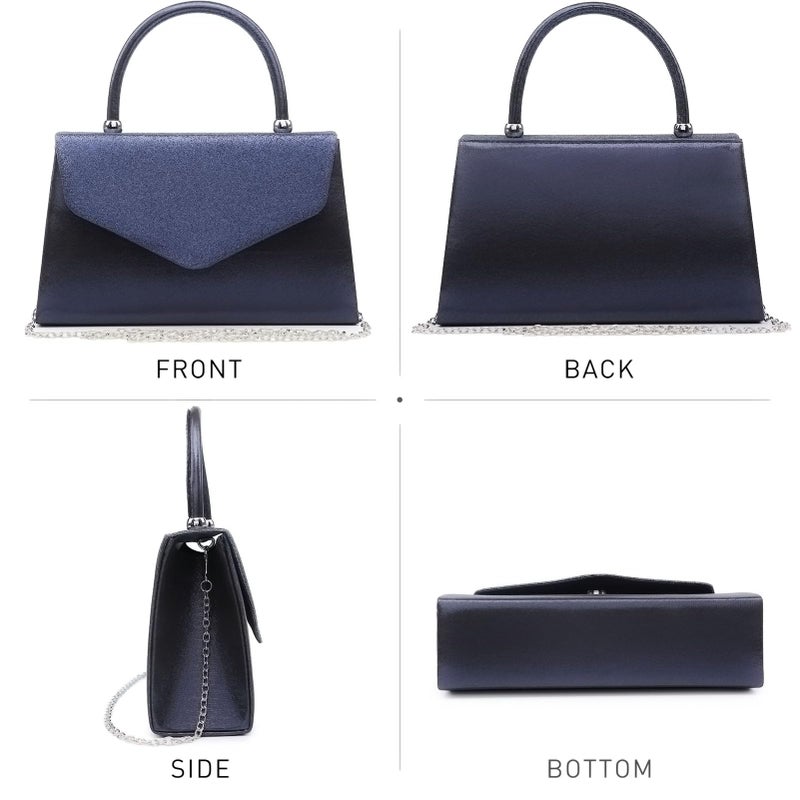 Dasein Women's Evening Bag Party Clutches Wedding Purses Cocktail Prom Handbags with Frosted Glittering (Navy Blue) - Image 3